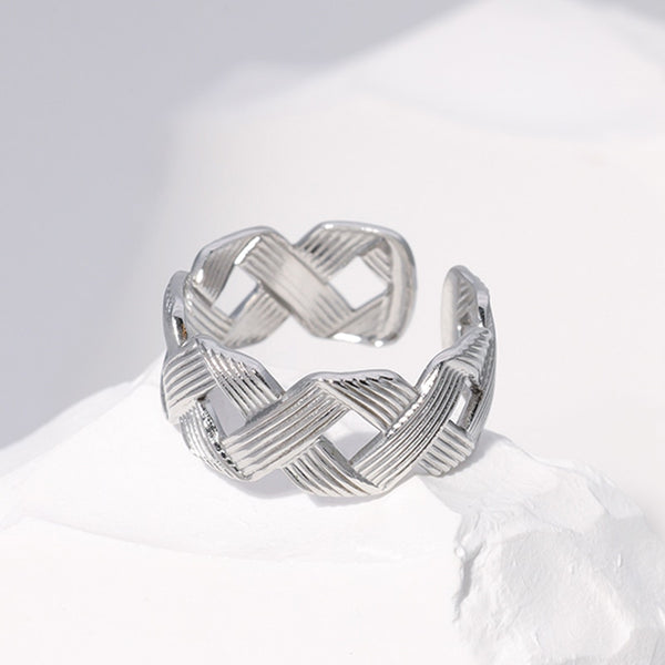 Trendy Stainless Steel Rings for Women Flower Heart Adjustable Finger Ring Fashion Party Jewelry Geometric Aesthetic Open Ring